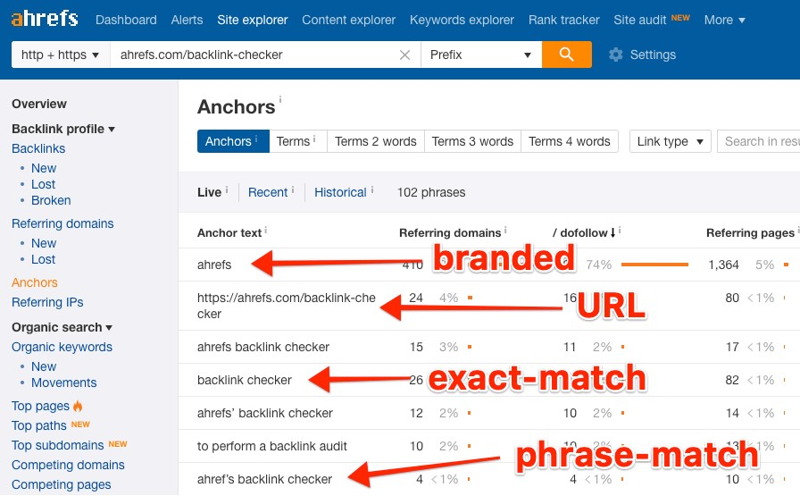 Anchor backlink checker