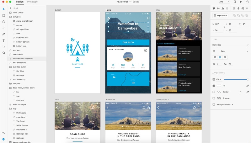 Các tính năng Adobe XD