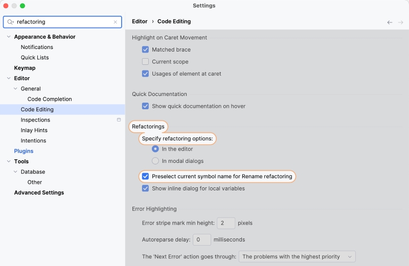 Các tính năng WebStorm