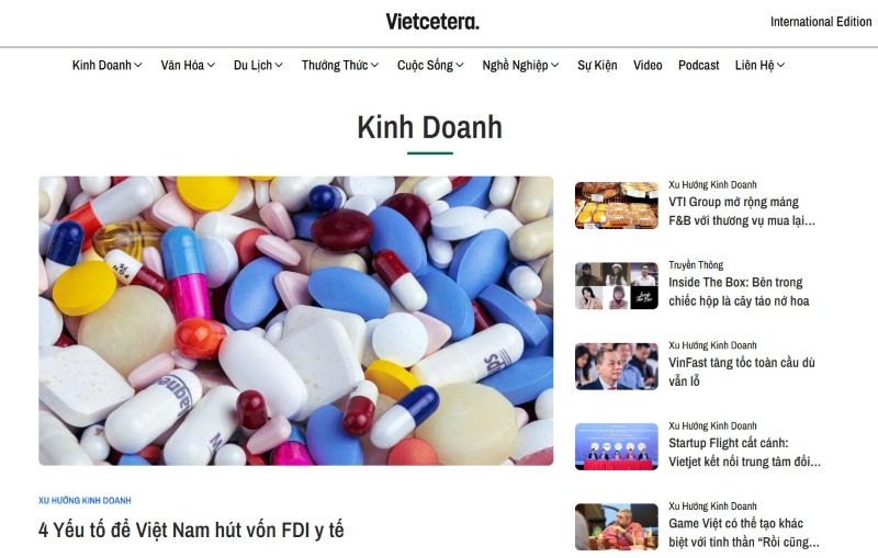 Các trang web phổ biến về kinh doanh