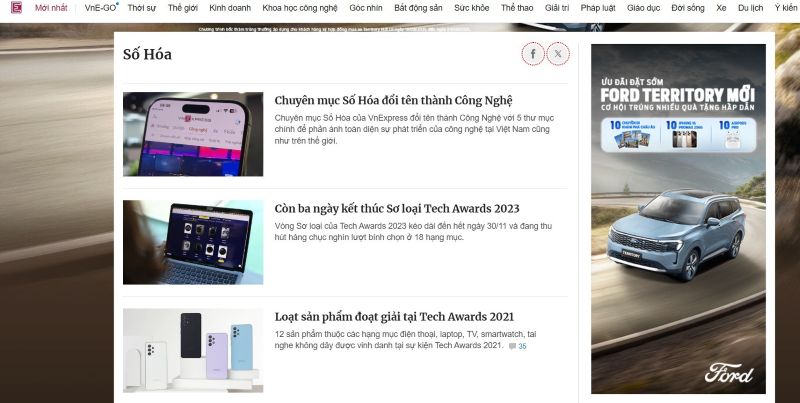 Các web công nghệ