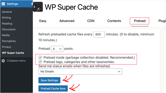 Cách cấu hình WP Cache