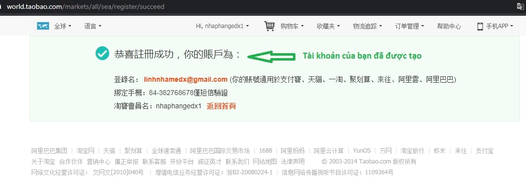 Cách đặt hàng trên Taobao về Việt Nam