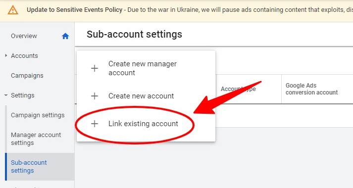 Cách liên kết Google MCC