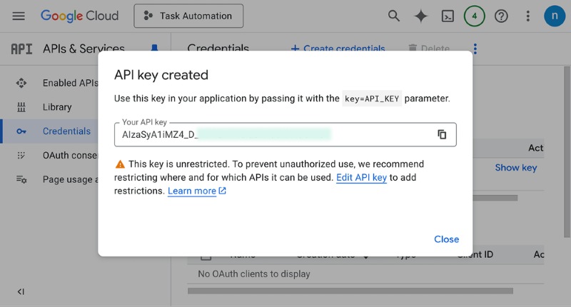 Cách tạo key API Cách tạo key API