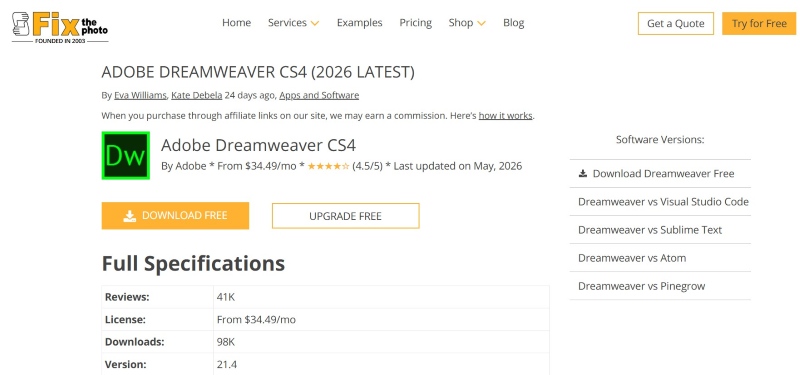 Cài Adobe Dreamweaver