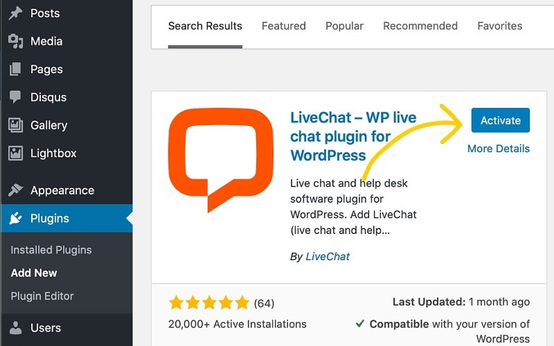 Cài đặt WP chat plugin