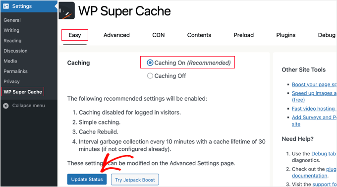 Cấu hình WP Cache