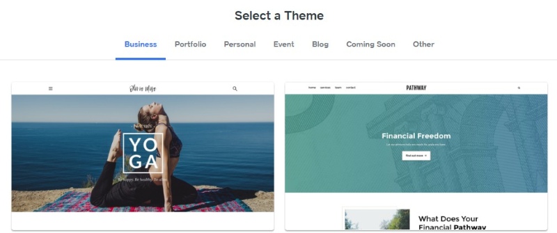 Chọn Weebly Theme
