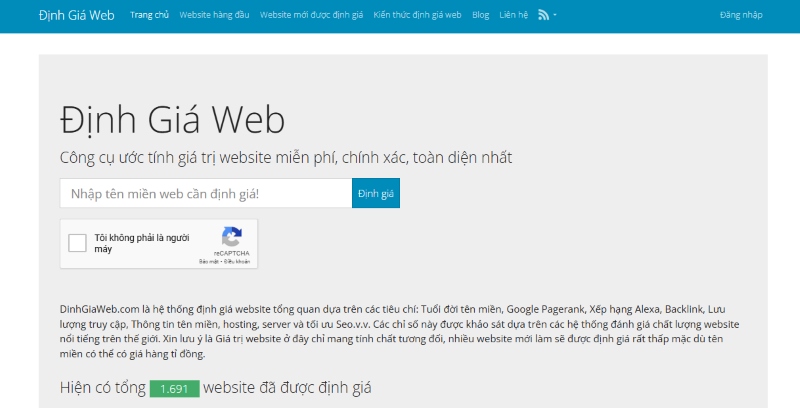 Công cụ định giá website