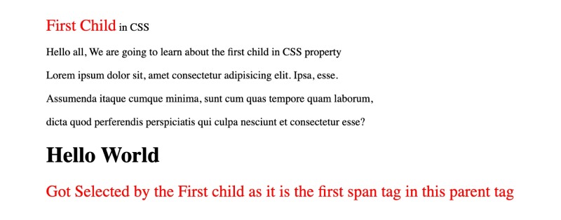 CSS first-child