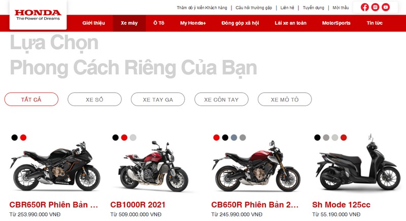 Dịch vụ thiết kế web xe máy Dịch vụ thiết kế web xe máy