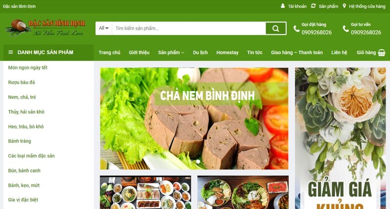 Dịch vụ thiết kế website bán đặc sản