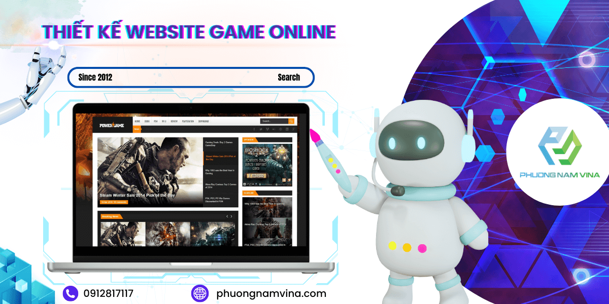 Dịch vụ thiết kế website game online bởi Phương Nam Vina