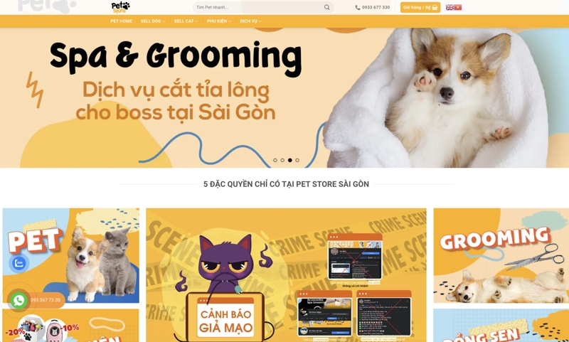 Dịch vụ thiết kế website thú cưng