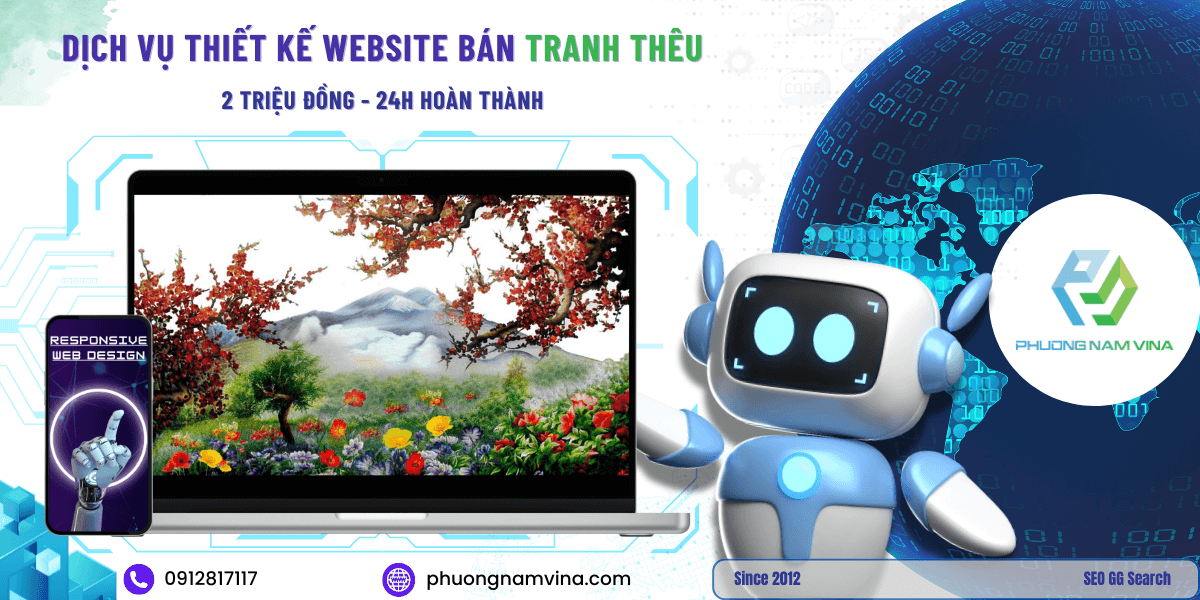 Dịch vụ thiết kế website tranh thêu tại Phương Nam Vina