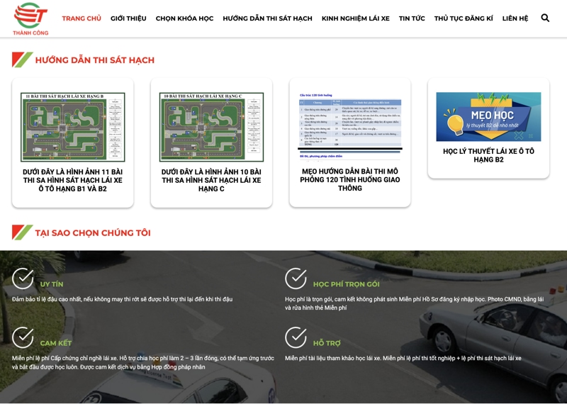 Dịch vụ thiết kế website trường dạy lái xe