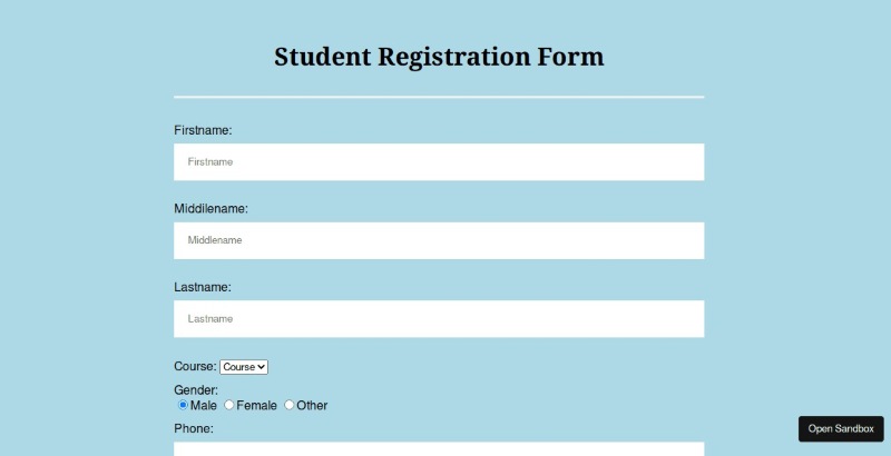 Form register sinh viên Form register sinh viên