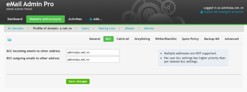 Hệ thống webadmin Email Pro Hệ thống webadmin Email Pro