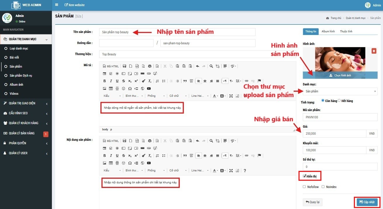 Hướng dẫn quản trị trang web