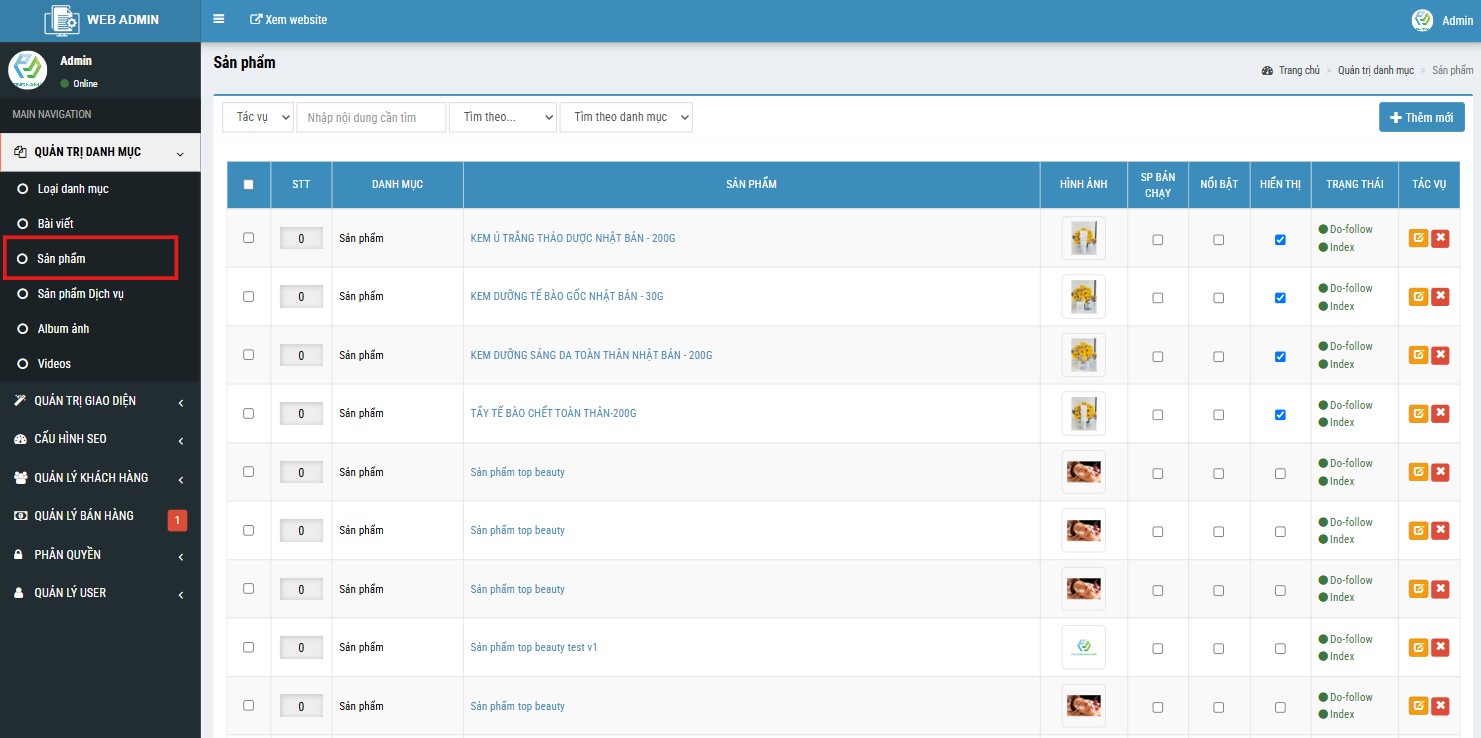 Hướng dẫn quản trị website chi tiết