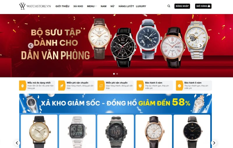 Landing page đồng hồ