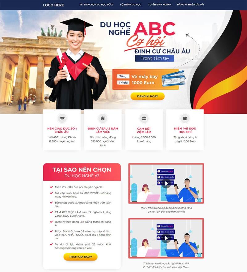 Landing page giáo dục