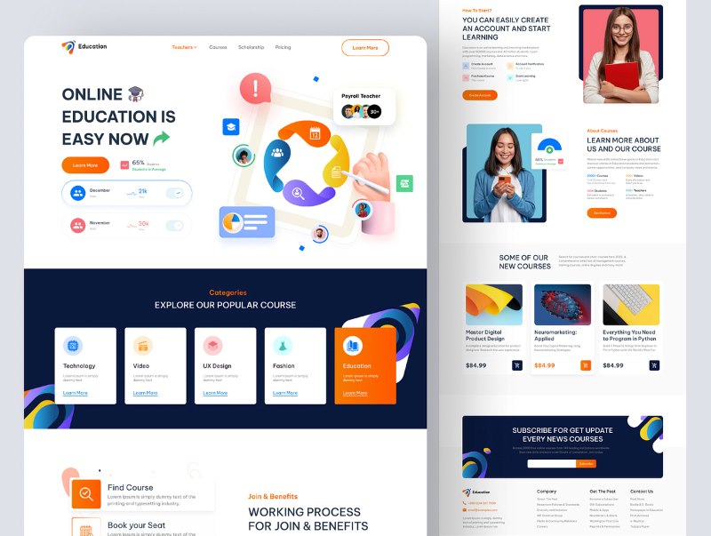 Landing page khóa học giáo dục