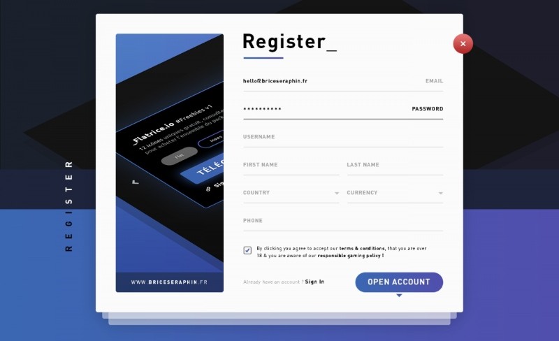Mẫu form đăng ký web đẹp Mẫu form đăng ký web đẹp