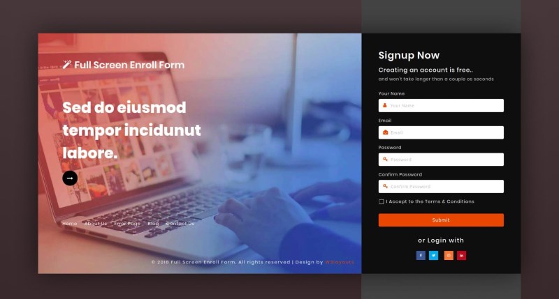 Mẫu form website đẹp