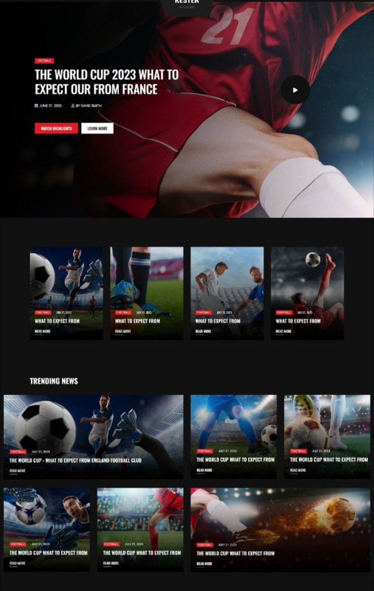 Mẫu website bóng đá đẹp, phổ biến
