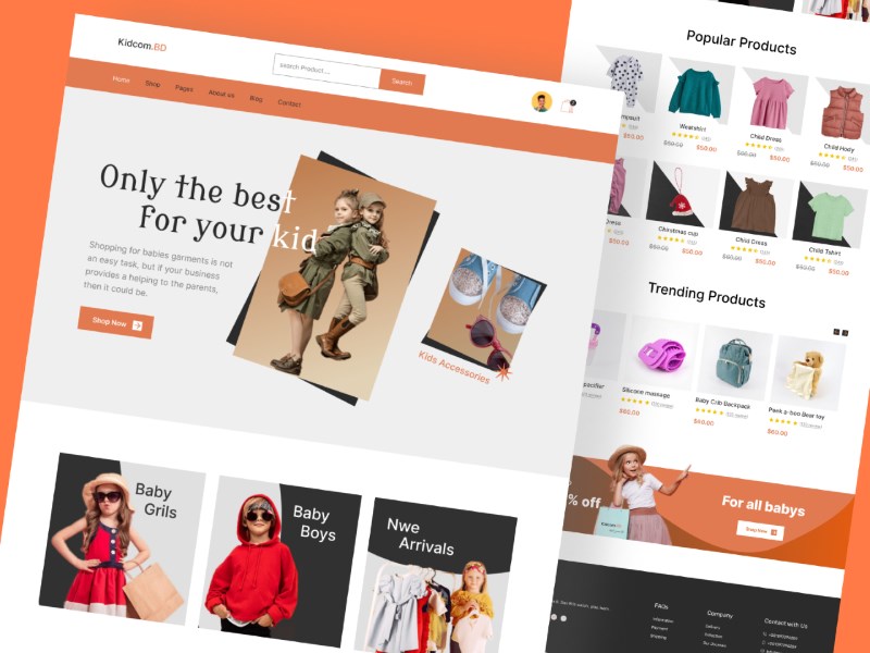 Mẫu landing page thời trang trẻ em