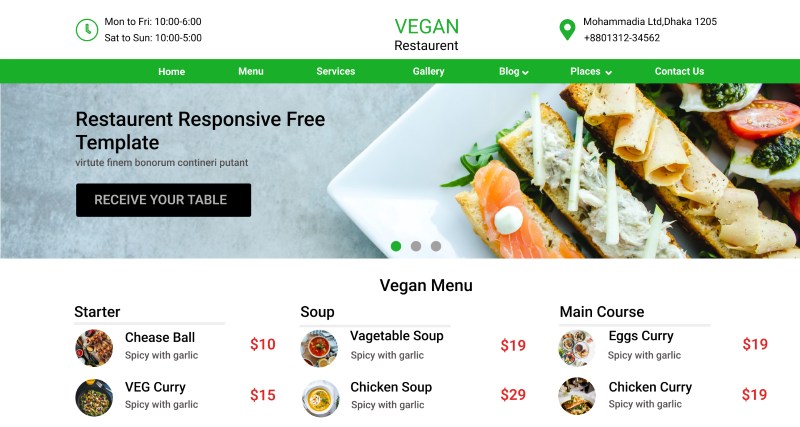 Mẫu menu website