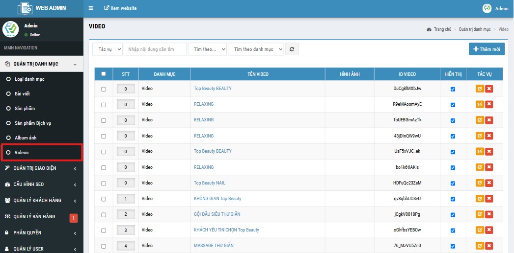 Quản trị video website