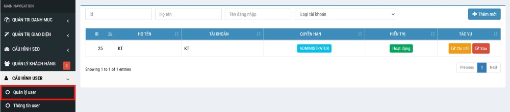 Quản trị website user