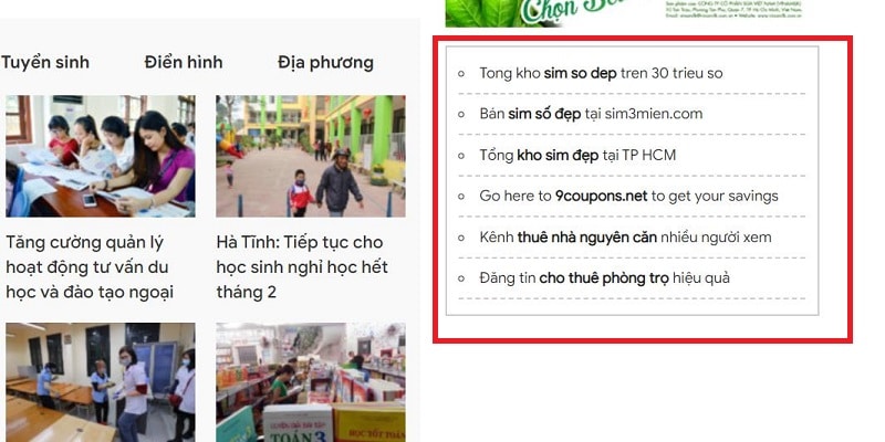 Quảng cáo trên trang web