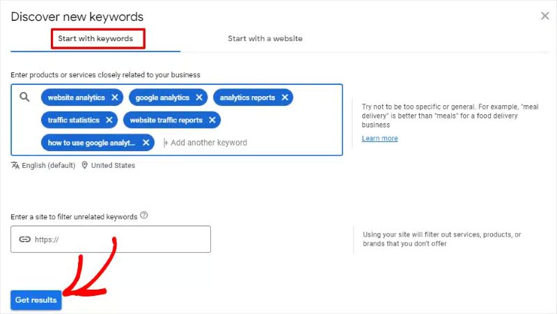 Sử dụng Keyword Planner Tool