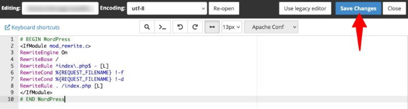 Tạo file .htaccess bằng File manager