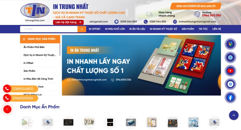Thiết kế web công ty in ấn