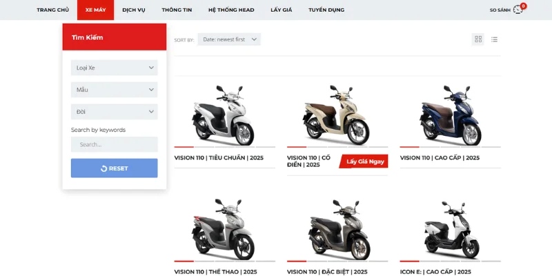 Thiết kế web xe máy Thiết kế web xe máy