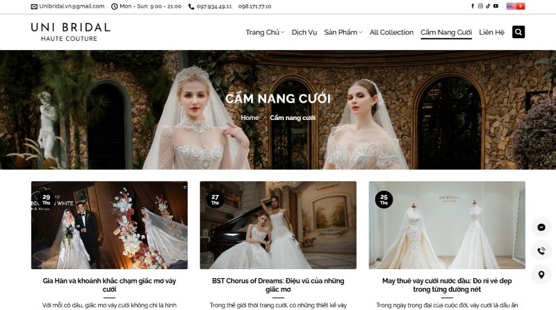 Thiết kế website áo cưới Thiết kế website áo cưới