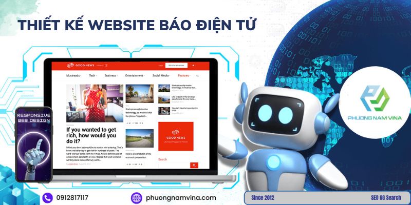 Thiết kế website báo điện tử, tạp chí chuyên nghiệp, chuẩn SEO