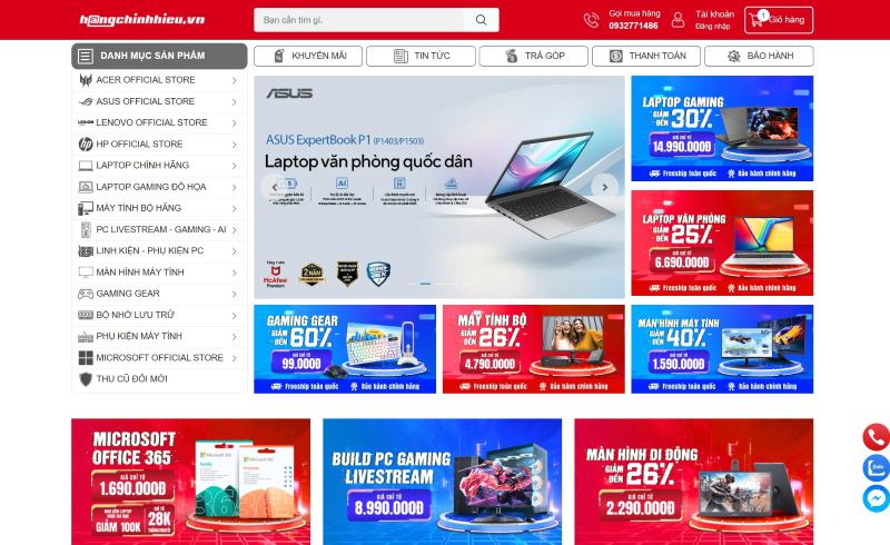 Thiết kế website kinh doanh máy tính