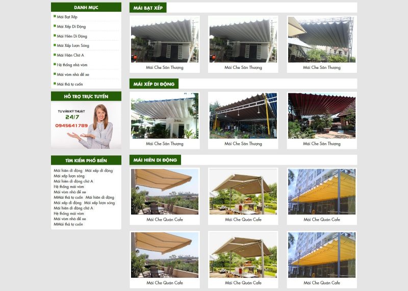 Thiết kế website mái che di động