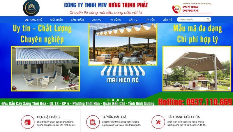Thiết kế website mái hiên di động giá rẻ
