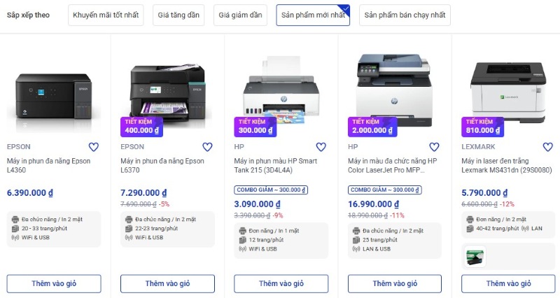 Thiết kế website máy in, máy photocopy