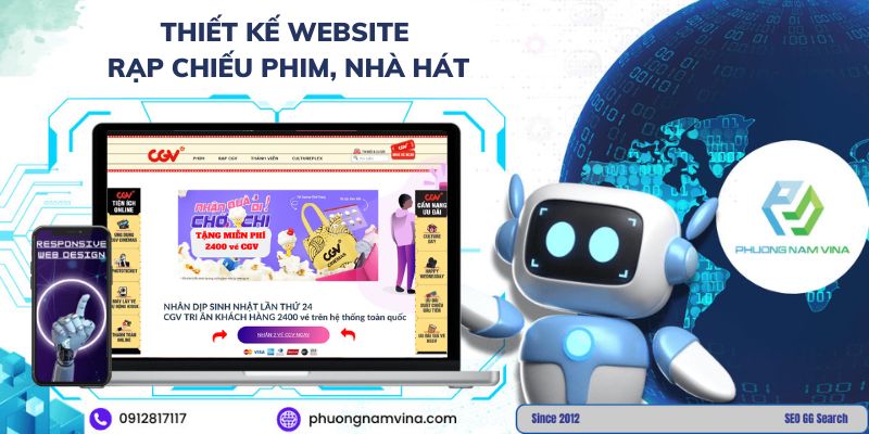 Thiết kế website rạp chiếu phim, nhà hát hiện đại, giá tốt