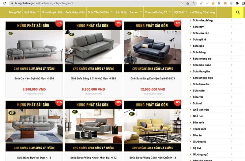 Thiết kế website sofa