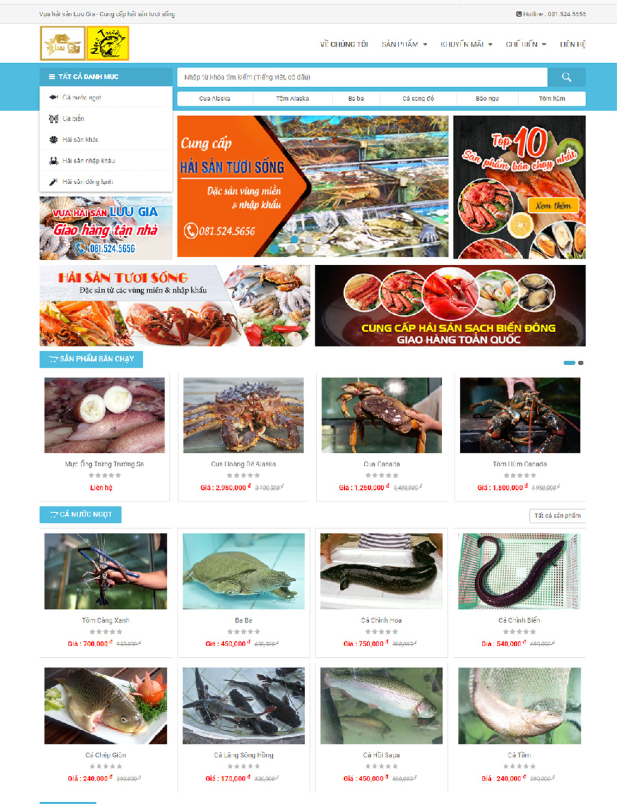 Thiết kế website thủy hải sản giá rẻ
