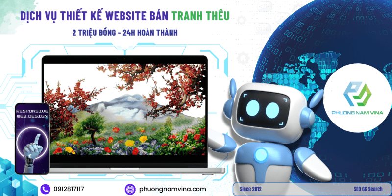 Thiết kế website tranh thêu chữ thập, tranh thêu tay đẹp, giá rẻ
